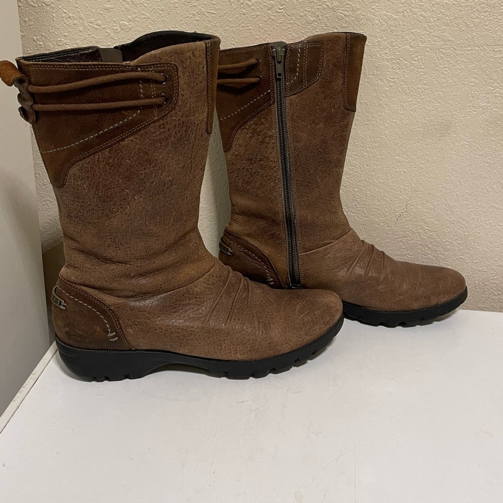 Merrell Womens Mid Calf Boots Brown Leather Vera Mid Barnwood Distressed 8